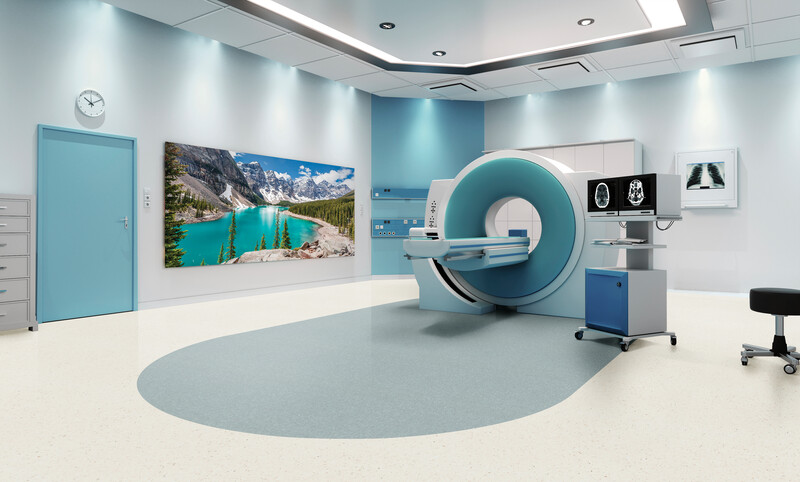 MRI imaging room using sheet vinyl flooring