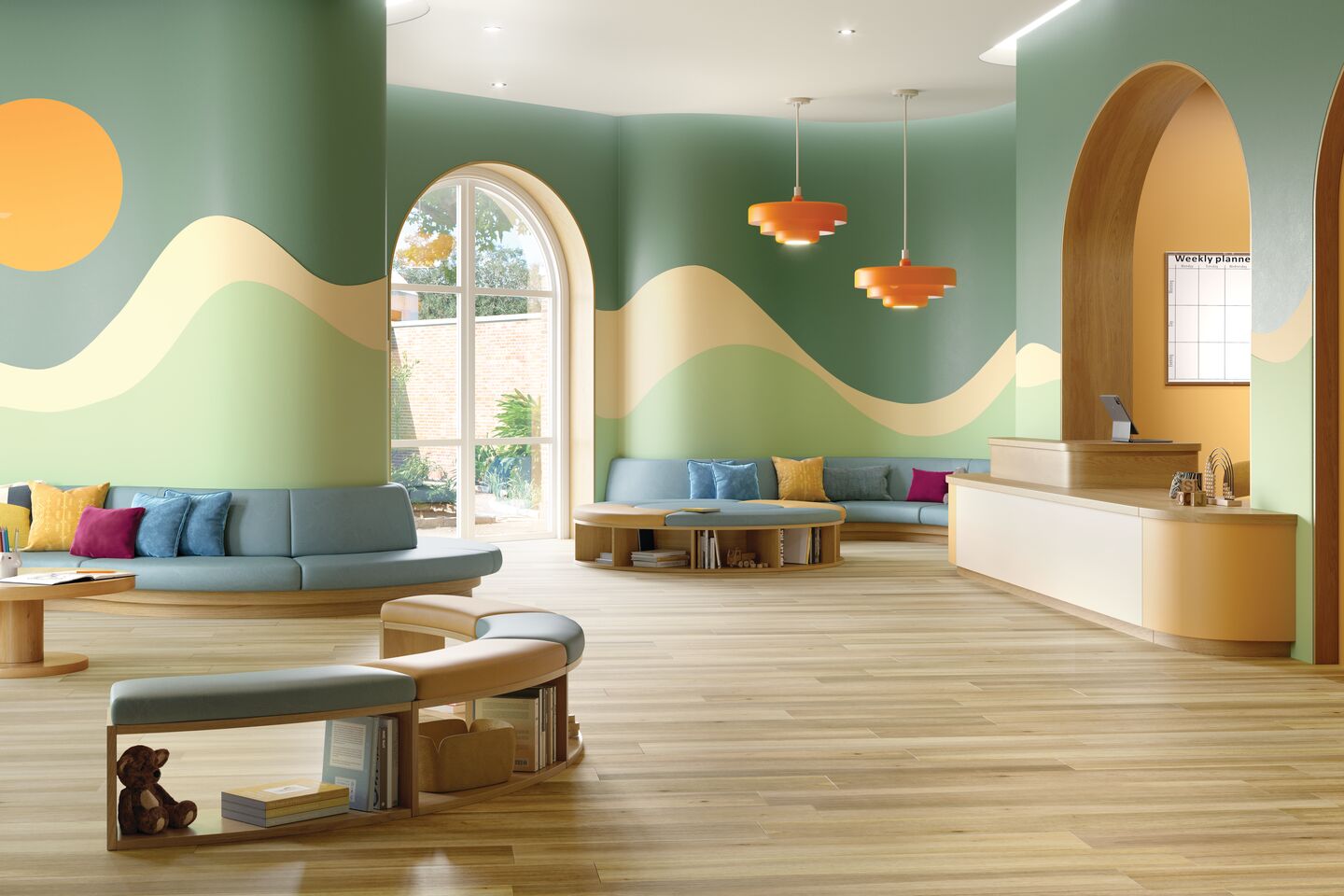 Lobby space with commercial LVT